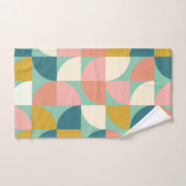 キュートカラフル幾何形状パターンティール(緑がかった色) バスタオルセット (ハンドタオル)
