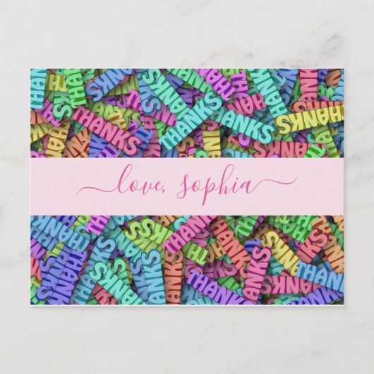 キュートカラフル感謝していお名前を追加 ポストカード (正面)