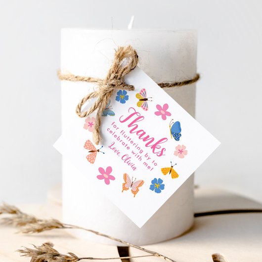 キュートカラフル蝶誕生日ありがとう フェイバータグ