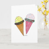 キュートカラフル誕生日アイスクリーム カード (黄色い花)