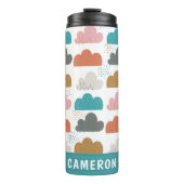 キュートカラフル雲パーソナライズされた名ターコイズ タンブラー (正面)