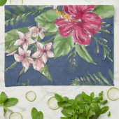 キュートカラースタイリッシュトロピカルハワイフローラルパターン キッチンタオル (折り畳み)