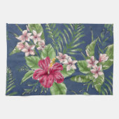 キュートカラースタイリッシュトロピカルハワイフローラルパターン キッチンタオル (横)