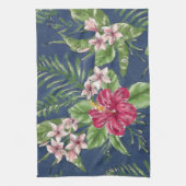 キュートカラースタイリッシュトロピカルハワイフローラルパターン キッチンタオル (縦)