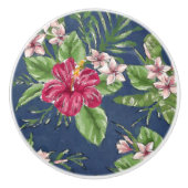 キュートカラースタイリッシュトロピカルハワイフローラルパターン セラミックノブ (正面)