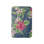 キュートカラースタイリッシュトロピカルハワイフローラルパターン バスマット (正面縦)