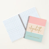 キュートカラーブロックパステルピンクイエローブルーストライプ ノートブック (内部)