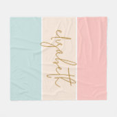 キュートカラーブロックパステルピンクイエローブルーストライプ フリースブランケット (正面(横))