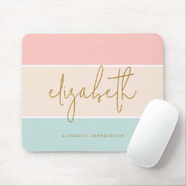 キュートカラーブロックパステルピンクイエローブルーストライプ マウスパッド
