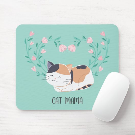 キュートカリコキャット花模様パーソナライズされたマウスパッド マウスパッド (マウス)