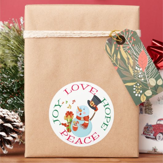 キュートカロリング雪だるまホープのクリスマス ラウンドシール (クリスマス)