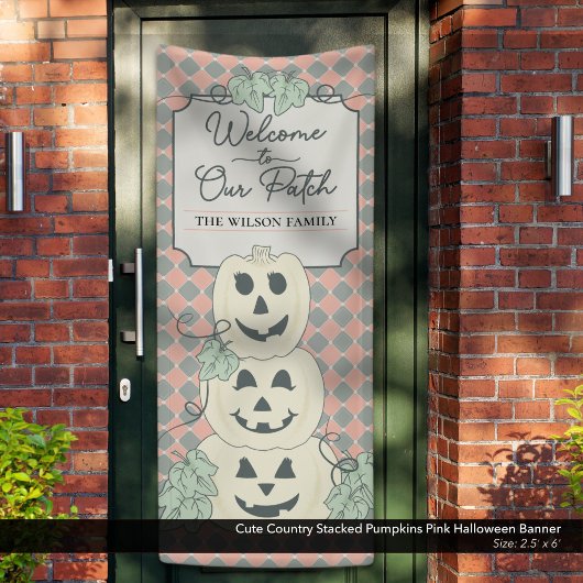 キュートカントリーの重ねられたパンプキン ピンクハロウィン 横断幕