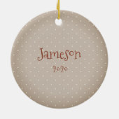 キュートカントリーサンタベアーアンド雪だるま パーソナライズされた セラミックオーナメント (裏面)