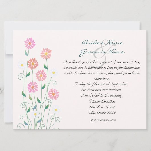 キュートカントリーデイジーリハーサルディナー 招待状 (正面)