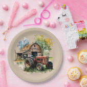 キュートカントリーバーンドトラクターパーティー ペーパープレート (パーティー)