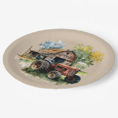 キュートカントリーバーンドトラクターパーティー ペーパープレート (アングル)