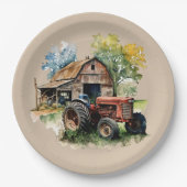 キュートカントリーバーンドトラクターパーティー ペーパープレート (正面)