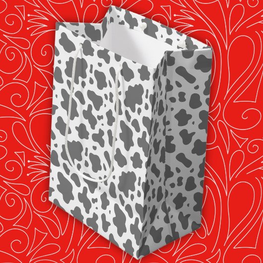 キュートカントリーファームカウズプリント ミディアムペーパーバッグ