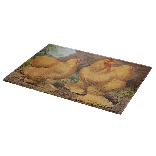 キュートカントリーファームハウスの鶏の鶏のヴィンテージ カッティングボード (角)