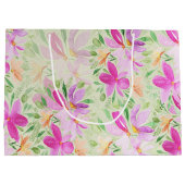 キュートカントリーBOHOウォーター色フローラ ラージペーパーバッグ (裏面)