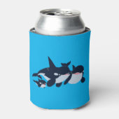 キュートカートゥーンオルカファミリークーラーボックス 缶クーラー (缶正面)