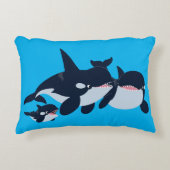 キュートカートゥーンオルカファミリー装飾用クッション アクセントクッション (正面)