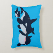 キュートカートゥーンオルカファミリー装飾用クッション アクセントクッション (正面(垂直))