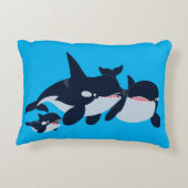 キュートカートゥーンオルカファミリー装飾用クッション アクセントクッション (裏面)