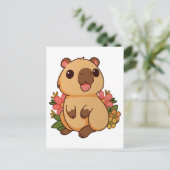 キュートカートゥーンキャピバラスケッチ ポストカード (スタンド正面)