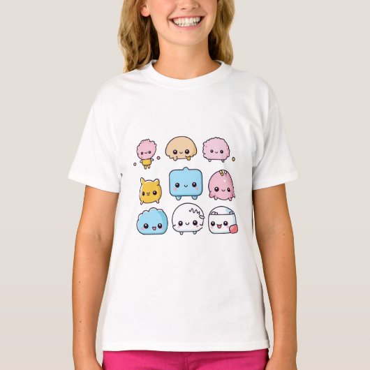キュートカートゥーンドードルデザイン Tシャツ (正面)