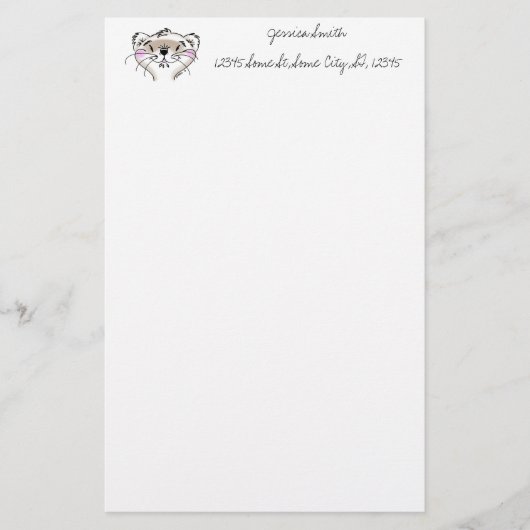 キュートカートゥーンフェレット顔 便箋 (正面)