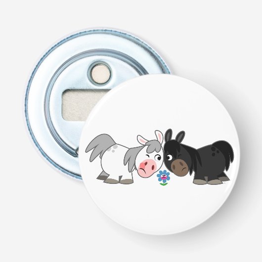 キュートカートゥーンポニースタンドフボタン型栓抜き 栓抜き (正面)