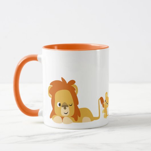 キュートカートゥーンライオンパパとキューバマグ マグカップ (左)