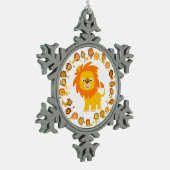 キュートカートゥーンライオンマンダラピューターオーナメント スノーフレークピューターオーナメント (左)