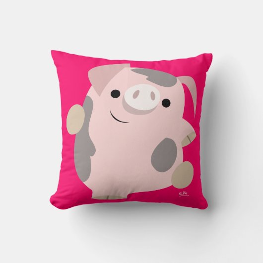 キュートカートゥーン踊り豚装飾用クッション クッション (正面)