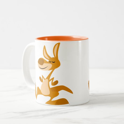 キュートカートマンガ踊りカンガルーマグ ツートーンマグカップ (正面左)