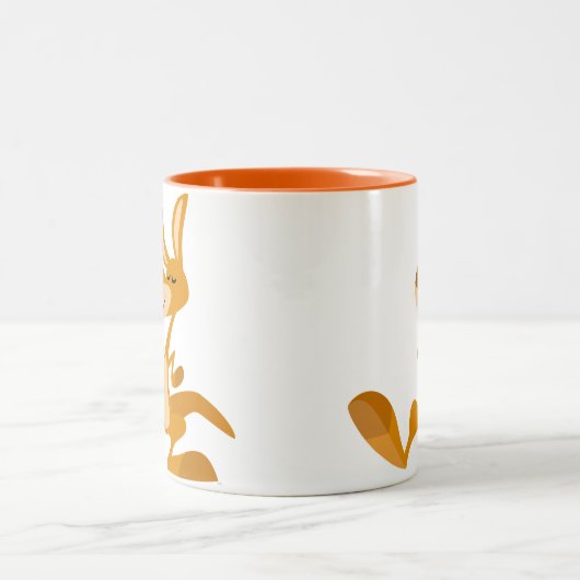 キュートカートマンガ踊りカンガルーマグ ツートーンマグカップ (中央)