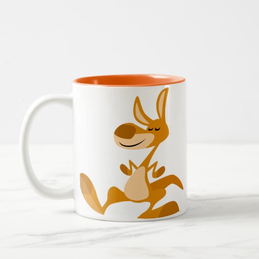 キュートカートマンガ踊りカンガルーマグ ツートーンマグカップ (左)