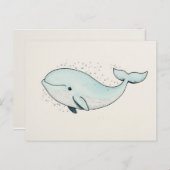 キュートカートンクジラスケッチ ポストカード (正面/裏面)