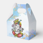 キュートガネシャブルー金ゴールドインディアン結婚式の引き出物 フェイバーボックス (裏面サイド)