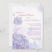 キュートガーデンパープルアジサイフローラブライダルシャワー 招待状 (正面)