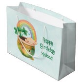キュートガーデンプランターとレインボー&クローバー誕生日 ラージペーパーバッグ (裏面アングル)