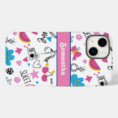 キュートガーリーおもしろいユニコーンレインボースターズ蝶 Case-Mate iPhoneケース (裏面 (横))