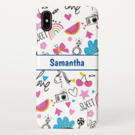 キュートガーリーおもしろいユニコーンレインボースターズ蝶 iPhone XS MAXケース