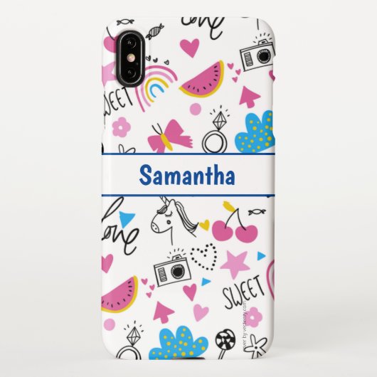 キュートガーリーおもしろいユニコーンレインボースターズ蝶 iPhoneケース (裏面)