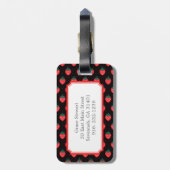キュートガーリーなピンクのイチゴ柄モノグラム ラゲッジタグ (裏面縦)