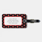 キュートガーリーなピンクのイチゴ柄モノグラム ラゲッジタグ (裏面横)