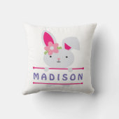 キュートガーリーイースターバニパーソナライズされたー名 クッション (裏面)