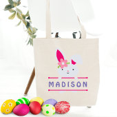 キュートガーリーイースターバニパーソナライズされたー名 トートバッグ