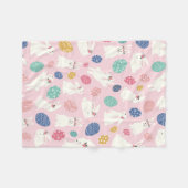 キュートガーリーイースターバニーモダンピンクフローラ卵 フリースブランケット (正面(横))